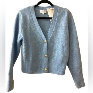 Paris Atelier & Other Stories Light Blue Wool Blend Cardigan Apple Button Small